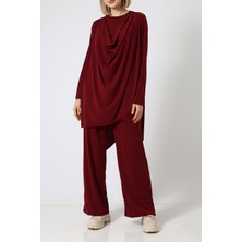 Sabr Sandy Drapeli Asimetrik Tunik & Pantolon Ikili Takım – Zarif Günlük Şıklık