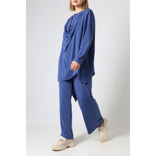 Sabr Sandy Drapeli Asimetrik Tunik & Pantolon Ikili Takım – Zarif Günlük Şıklık