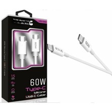 TE Dükkan 45W Usb-C Lightning Işıklı Şeffaf Kablo Hızlı Şarj, Dayanıklı Tasarım, Iphone ve Ipad Uyumlu