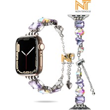 Nezih Case Apple Watch Seri 2/3/4/5/6/7/8/9/se 38 40 41MM Seri 10 42MM / Seri 11 42MM Uyumlu Taşlı Tasarım Kordon