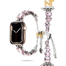 Nezih Case Apple Watch Seri 2/3/4/5/6/7/8/9/se 38 40 41MM Seri 10 42MM / Seri 11 42MM Uyumlu Taşlı Tasarım Kordon
