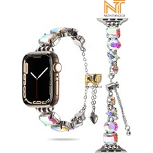 Nezih Case Apple Watch Seri 2/3/4/5/6/7/8/9/se 38 40 41MM Seri 10 42MM / Seri 11 42MM Uyumlu Taşlı Tasarım Kordon