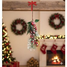 Dodomar 40 cm – Berry Demeti Kozalaklı Karlı Yılbaşı Çam Dalı Dekoratif Süs