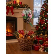 Dodomar 25 cm – Yılbaşı Çam Dalı Berry Demeti Kozalaklı Karlı Dekoratif Dal