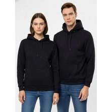 Süvari Oversize Geniş Kesim Pamuklu Yumuşak Dokulu Içi Polarlı Basic Kapüşonlu Sweatshirt