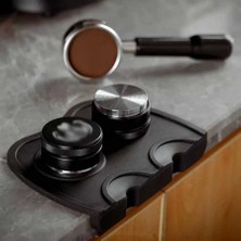 Espresso Barista Tamper Temper Tamping Mat Düz Taban Siyah Silikon 2li