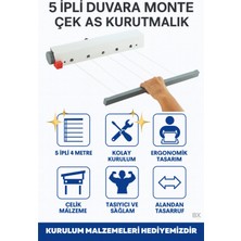 Eco Lounge Ergonomik Çamaşırlık 5 Metre 5 Ip, Kaliteli Ipler, Önce Çek Sonra Sabitle, Kurulum Dahil