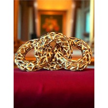 CITY gold DEKORATİF METAL GOLD 3’LÜ ZİNCİR OBJE BİBLO SALON AKSESUAR SEHPA MASA KONSOL OFİS