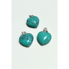 Marsilyan Turkuaz Kalpli Doğaltaş Kolye Ucu Küçük 1,5 cm