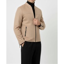 Terzi Adem İtalyan stil slim fit mevsimlik erkek süet mont bej T9172