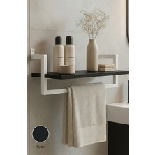 Euromob 60X20 Cm, Banyo Rafı, Duvara Monte, Havluluk, 1 Katlı, Dekoratif Düzenleyici, Organizer, Beyaz Metal