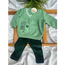 bebexy Leopar Kedi Baskılı Alt Üst Takım Yeşil