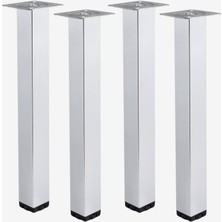 Badem10 Kare Tablalı 4 Adet 71 cm Krom Gümüş 6 cm Çap Metal Sehpa Masa Ayağı Mobilya Destek Yükseltici Ayak