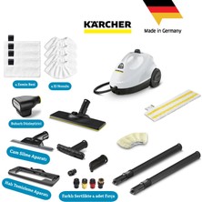 Karcher Sc 2 Easyfix Profesyonel Max Set 1500W 3.2 Bar Buharlı Temizlik Makinesi - Zemin ve Yüzey Temizliği Için Tam Set - Ergonomik Easyfix Zemin Başlığı ve Mikrofiber Bez+Ev Tipi Buharlı Temizleyici