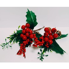 Oso Home 1 Adet 22 cm Kozalak ve Meyveli Mini Kokina Yapraklı Yılbaşı Süsü Süs Dekorasyon