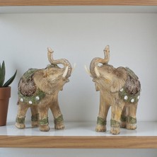 Elifeshop Lüks Ayna ve Nakış Işlemeli Feng Shui 2’li Fil Biblo Heykel Seti 12 cm - Yeni Yıl Ev & Ofis Hediyesi