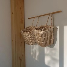 Ss Eral Koop Dekoratif Çok Amaçlı 2'li Doğal El Yapımı Hasır Saksı Sepet / 10X10 cm