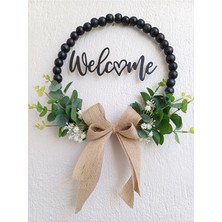 Ss Eral Koop Welcome Siyah Ahsap Boncuk Okaliptüs Kapi Süsü