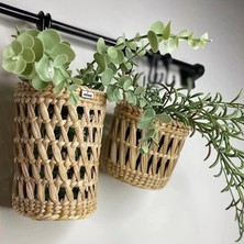 Ss Eral Koop Dekoratif Çok Amaçlı Doğal El Yapımı 2'li Hasır Saksı Sepet