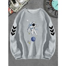 Punix Kids Punıx Kıds Özel Seri Yuvarlak Yaka Nasa Astronot Baskılı %100 Pamuk Kışlık Erkek Çocuk Sweatshırt