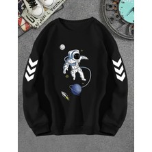 Punix Kids Punıx Kıds Özel Seri Yuvarlak Yaka Nasa Astronot Baskılı %100 Pamuk Kışlık Erkek Çocuk Sweatshırt