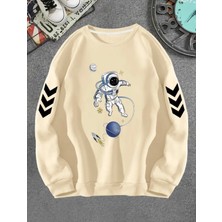 Punix Kids Punıx Kıds Özel Seri Yuvarlak Yaka Nasa Astronot Baskılı %100 Pamuk Kışlık Erkek Çocuk Sweatshırt