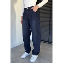 Gülseli Kadın Yüksek Bel Kemer Detaylı Bol Kesim Jean Kot Pantolon P-00019660