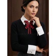 Cash Trade Kadın Fiyonk Broş-Bordo. Çiçek Boncuk Detaylı. Fiyonk Broş Kurdele. Boyun Kravat