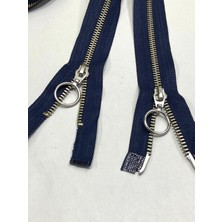 Demir Diş Fermuar 88,5 cm Çift Yön Lacivert Gümüş Dişli