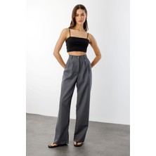 Kadın Siyah Çift Pileli Yüksek Bel Palazzo Kumaş Pantolon | Şık Ofis ve Günlük Kombinler Için