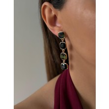 Nur Tasarım Atolyesi Ithal Tasarım Çift Renkli Sallantı Çelik Küpe (6 Cm)