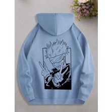 Punix Kids Punıx Kıds Özel Seri Kapüşonlu Jujutsu Kaisen Sırt Baskılı %100 Pamuk Japon Stil Erkek Çocuk Sweatshırt