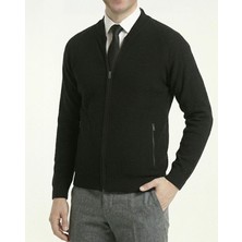 Italyan Stil Erkek Fermuarlı Hırka Siyah T13146