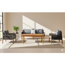 Dynamic Masif Ahşap Iroko Ağacı Oturma Grubu Bahçe Balkon Koltuk Takımı 3+1+1+ Masa