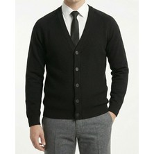 Italyan Stil Slim Fit Erkek Hırka Siyah T13220