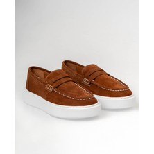 Italyan Stil Iç Dış Naturel Deri Süet Erkek Ayakkabı Taba  T12620