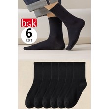 Bgk Unisex Siyah Kolej Düz Desensiz Çorap 6 Adet