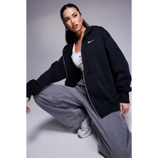 Nike Sportswear Essentials Collection Fleece Oversized Hoodie Oversize Kesim Siyah Kadın Sweatshirt