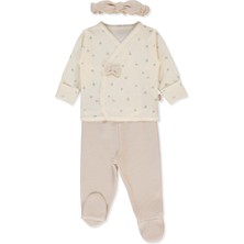 Bebetto Organik Interlok Zıbın Set 3lü (Organıc Cute Bear) Bej