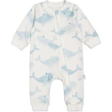 Bebetto Interlok Patiksiz Fermuarlı Tulum (Whales) Mavi