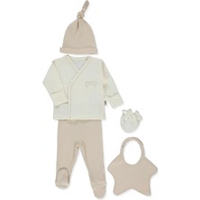 Bebetto Organik Raporlu Interlok Zıbın Set 5li (Organıc Born Wıth Love) Bej