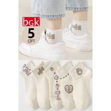 Bgk Kadın Krem Nice Desenli Kısa Çorap 5 Çift Pamuklu Yapısı ile Gün Boyu Rahatlık Sağlar