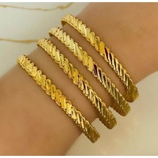 Day 4 Adet Adana Burma Bilezik (Gerçek Altın Görünümlü A Kalite