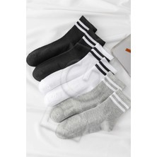 Bgk Unisex 6 Çift Düz Siyah-Beyaz Tenis Çorap