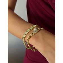 Nur Tasarım Atolyesi Xuping 14K Altın Kaplama Panter Çelik Bileklik