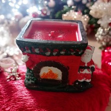 Celestia El Yapımı Yılbaşı Konseptli Şömine Başında Oturan Noel Baba Mum