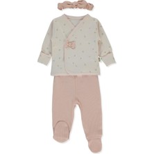 Bebetto Organik Interlok Zıbın Set 3lü (Organıc Cute Bear) Pembe