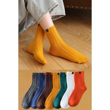 Bgk Çorap 7 Çift Bay-Bayan Renkli Fitilli Uzun Soket Çorap