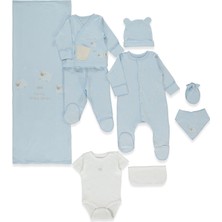 Bebetto Organik Interlok Zıbın Set 10LU (Organıc Sleepy Sheepy) Mavi