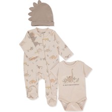 Bebetto Interlok Fermuarlı Tulum Set 3lü (Me And Dudes) Bej